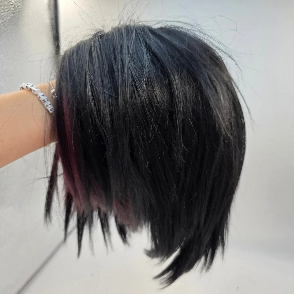 Mayde Beauty Black Burgundy Highlight Synthetic Wig Heat Safe Straight Bob